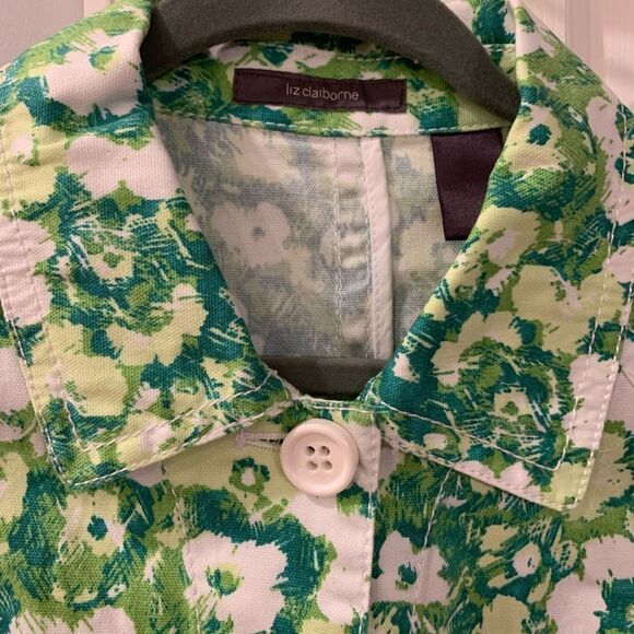 Liz Claiborne Green Floral Print Spring Jacket sz 14 NWT - Picture 2 of 5